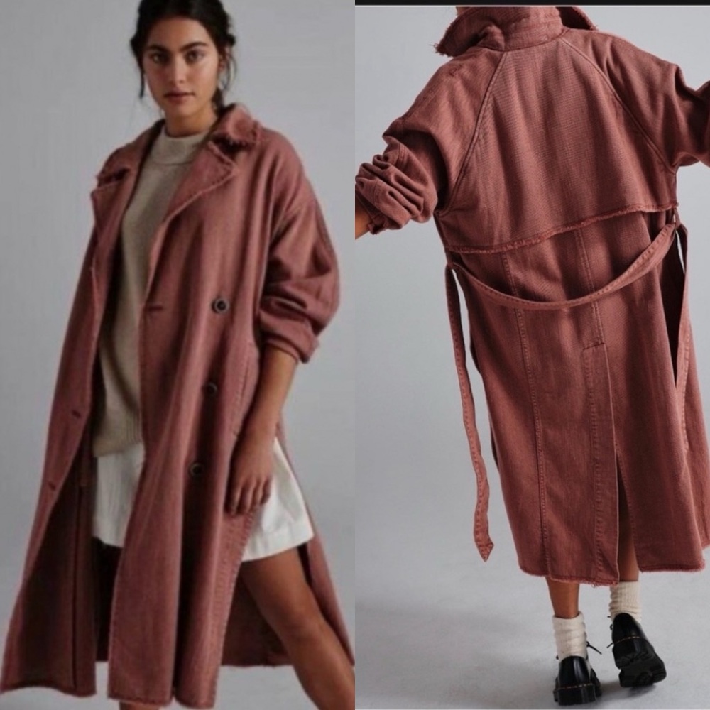💕FREE PEOPLE — Women's Dusty Pink Trench Coat— FABULOUS 💕 Very oversized!